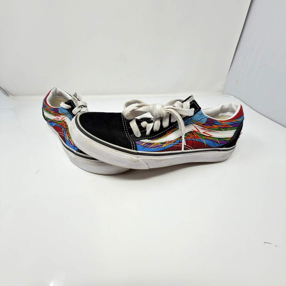 Vans Old Skool Womens 7 Mens 5.5 Black Multi Color Lightning Bolt Sneakers